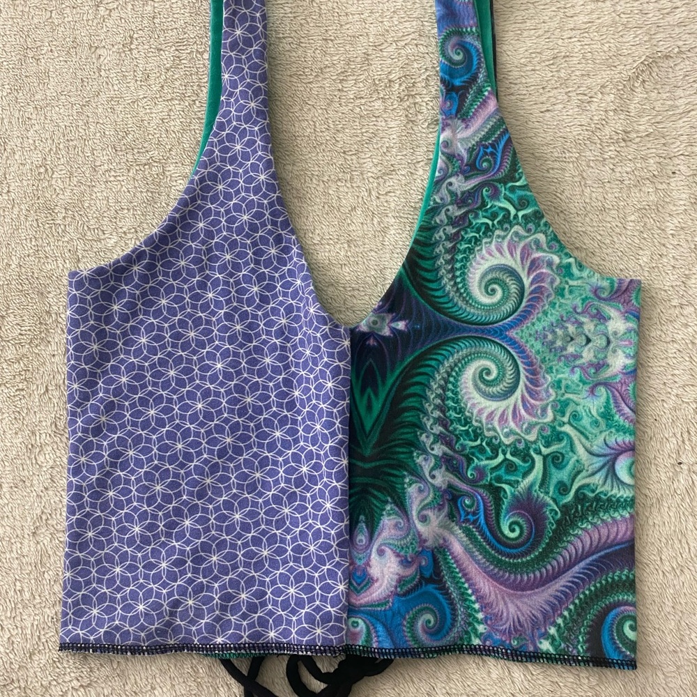 Reversible Purple and Green Patterned Tank Top